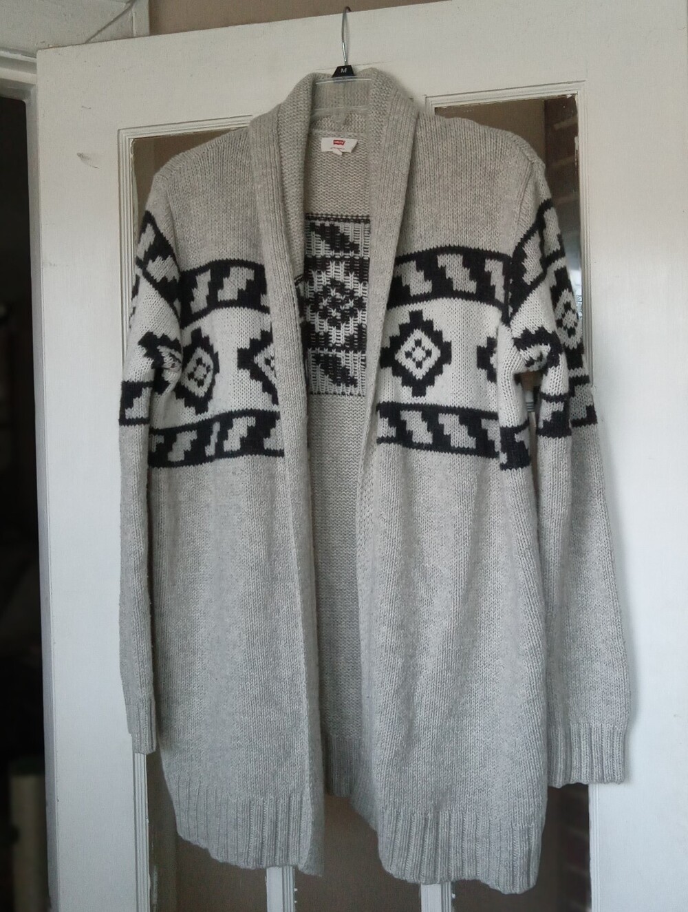 Levi's Aztec Geometric Shawl Collar Cardigan Sweater M Wool Blend (No Belt)